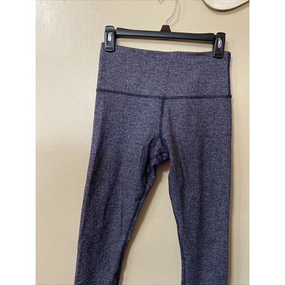 Lululemon Wunder Under Heather Blue Athleisure Crop Leggings Pants Size 6 - Picture 4 of 10
